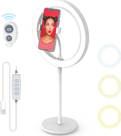 Ring llampë DigiPower 10 LED Ring Light Kit, 10", LED, e bardhë