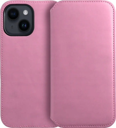 Këllëf telefoni Dual Pocket Flip për Samsung A14 5G, nga lëkurë eko, me xhepa për karta, rozë e çelët