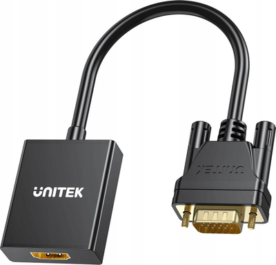 Adapter Unitek nga VGA në HDMI, Full HD, 15cm, i zi