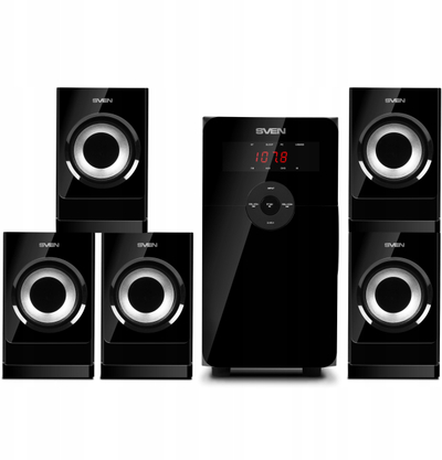 Altoparlantë Sven HT-201, sistem 5.1, 80W, Bluetooth, të zinj