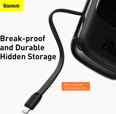 Powerbank me ekran dixhital Baseus Qpow Pro Fast Charge iP, 20000mAh, 20W, i zi