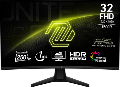 Monitor gaming MSI MAG 32C6X, 31.5", Full HD 250Hz, i zi