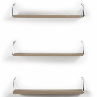 Rafte muri BHANN HM9173.01, set 3 copë, melaminë 60x12.5x18 cm, sonoma krom