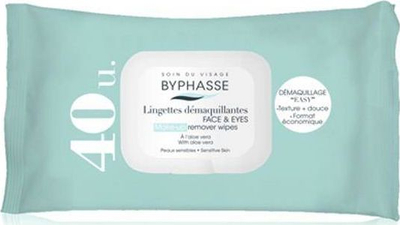 Shkresa pastruese makeup Byphasse Aloe Vera, fytyrë dhe sy, 40 copë, mente e çelët