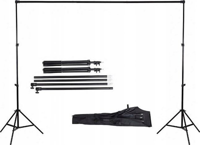 Set studio për sfond fotografik MASSA, gjerësi 152–304 cm, alumin, i zi