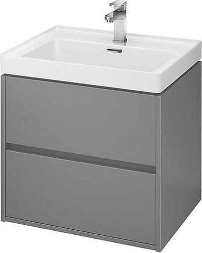 Dollap për banjo Cersanit Crea washbasin cabinet 59.4cm, me lavaman, i hirtë mat