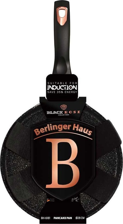 Тава за палачинки Berlinger Haus 28cm, гранитна облога, за индукција, црна