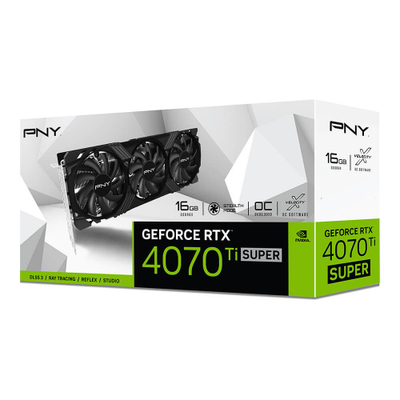 Графичка картичка PNY NVIDIA GeForce RTX 4070 Ti Super Verto, 16GB GDDR6X, преклопена, троструко со вентилатори