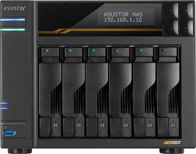 NAS Asustor Lockerstor 6 Gen3 AS6806T, AMD Ryzen, 16GB DDR5, 6 slote, gri