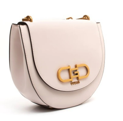 Çantë për femra Guess Fleet Flap Crossbody Saddle Bag, bezhë