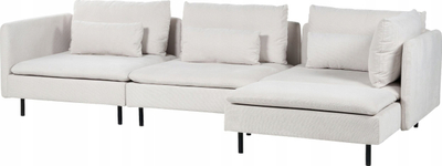 Divan këndor modular EGERIS, 3 vende, shtrirje majtas, bezhë e çelët