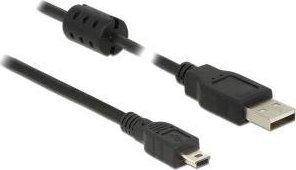 Kabllo USB DeLOCK 83708, USB 2.0 A në Mini B, 1.5m, e zezë