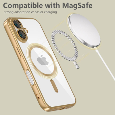 Mbulesë telefoni Tech-Protect MagFlex MagSafe për iPhone 16E, transparente, ngjyrë ari