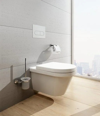Furçë WC Ravak Chrome CR410.00, murale, gotë qelqi mat, krom