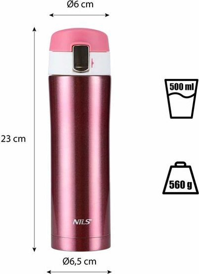 Termus Nils NCB10, 500ml, çelik inox, rozë metalike