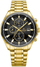 Orë burrash Giewont Chronograph GW7290-B4, xham safir, kronograf, e artë e zezë