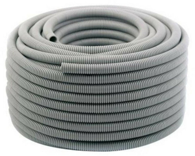 Tub elektrik i valëzuar Peszel 20mm, me fije tërheqëse 320N, 50m, gri