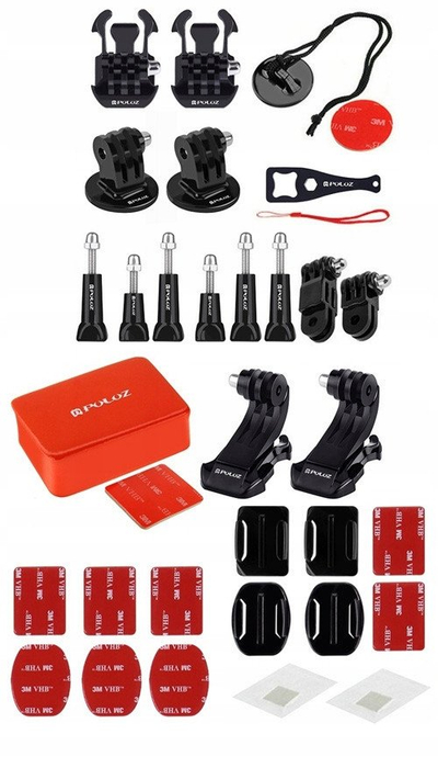 Set aksesorësh PULUZ Combo Kits 53 in1, 53 pjesë, universal, i zi