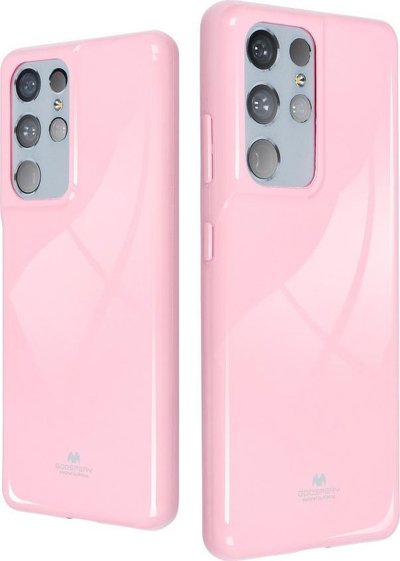 Kapak telefoni Mercury Jelly për Samsung S22 Ultra, TPU fleksibël, shkëlqyes, rozë e çelët