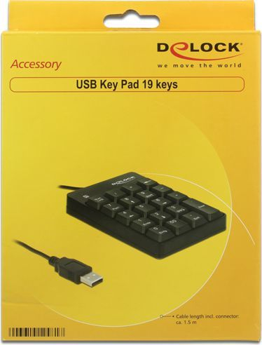 Tastierë numerike Delock 12481, 19 taste, USB, e zezë