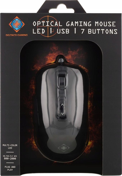 Maus gaming Deltaco GAM-029, optik, 2000 dpi, me kabllo USB, i zi
