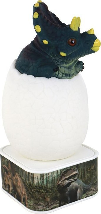 Lampë nate Leantoys Egg Triceratops, LED, me prekje, Micro USB, e bardhë