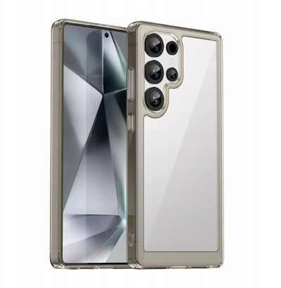 Силиконска маска Outer Space за Samsung Galaxy S25 Ultra, жолта рамка, проѕирна црна