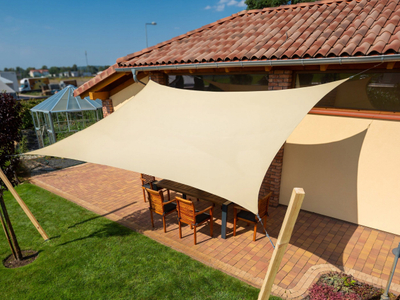 Tendë dielli HOBBYGARDEN Sun Shade Sail, katrore 3x3 m, bezhë