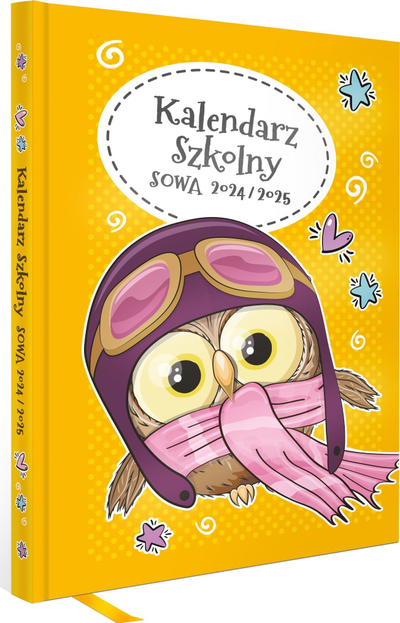 Kalendari i shkolles Owl 2024‑2025, format A5, kopertinë e verdhë