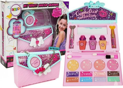 Set lodër kozmetike Leantoys My Beauty Makeup Handbag, me çantë dore, për goca, rozë