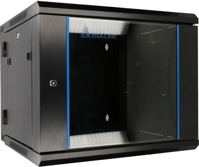 Kabinet muri Extralink 19" 9U, metalik, me xham, gri