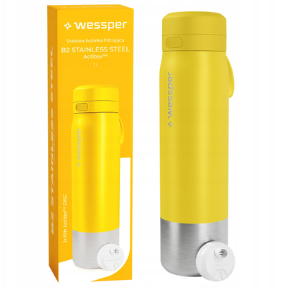 Shishe filtrimi uji Wessper B2 çelik inox Actitex, 1000ml, e verdhë