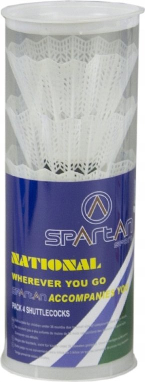 Shuttlecock badminton Spartan Oge, set 10 copë, i bardhë