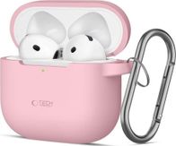 Mbulesë silikoni Tech-Protect Hook për Apple AirPods 4, me karabinë, rozë dusty