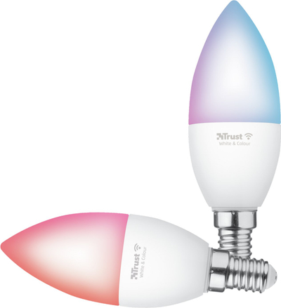 Llambë LED inteligjente Trust Smart Home E14, RGB WiFi, komplet 2 copë, e bardhë