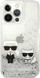Kapak telefoni Karl Lagerfeld KLHCP13LGKCS, për iPhone 13 Pro, Liquid Glitter, argjendtë