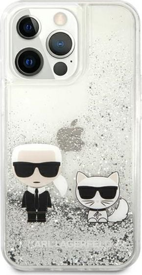 Kapak telefoni Karl Lagerfeld KLHCP13LGKCS, për iPhone 13 Pro, Liquid Glitter, argjendtë