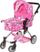 Kerriollë për kukulla Adar Deep Doll Stroller M2102, skelet metalik, me shportë poshtë, rozë me të bardhë