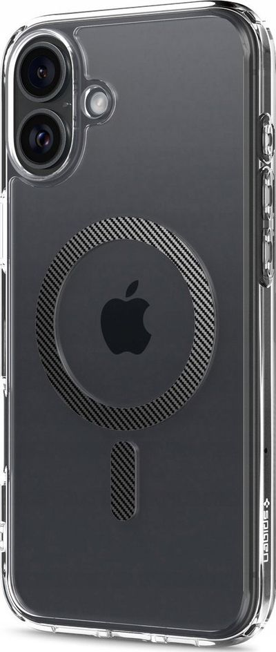 Mbrojtëse telefoni Spigen Ultra Hybrid MagSafe për iPhone 16, efekt karbon fiber, transparente