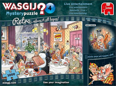 Puzzle Wasgij Retro Mystery 4 Live Entertainment, 1000 copa, për të rritur, shumëngjyrësh