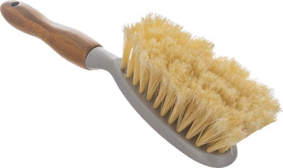 Fshesë me kazmë për dysheme, dorezë bambu, plastike, gri