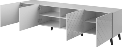 Komodë TV Cama ABETO, 200x42x52 cm, e bardhë me shkëlqim