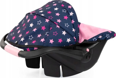Sedilje kukulle Bayer Design Deluxe Car Seat, 46 cm, me kapak dielli, blu-rozë