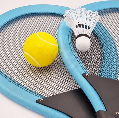 Set raketash tenisi dhe badminton Woopie Large, 2 raketa, me top dhe shuttlecock, blu