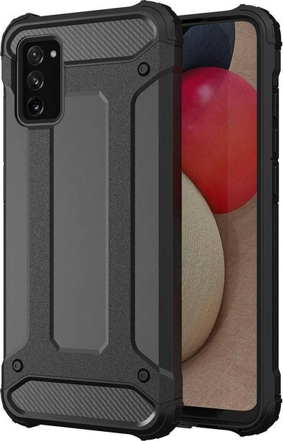Mbulesë telefoni Hybrid Armor për Samsung Galaxy A03s, dy shtresa, rezistente nga goditjet, e zezë