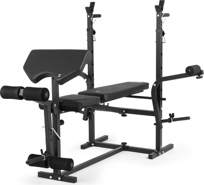 Stol fitness Zipro Ripped, me mbajtëse shtange, preacher curl dhe leg press, i zi