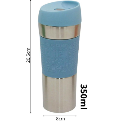 Gotë termike Excellent Houseware Tourist Thermal Mug, 350 ml, inoks, blu