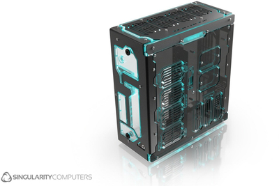 Kuti kompjuterike Singularity Computers Stream S ITX, Mini ITX, për ftohje me ujë, e zezë
