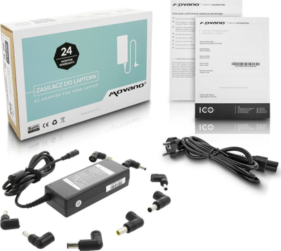 Karikues universal laptopi Movano, 90W, 15-20V, 10 koka, i zi