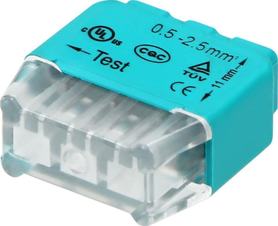 Lidhës elektrik push-in ORNO OR-SZ-8004, 3 përçues, set 10 copë, ngjyrë turkeze